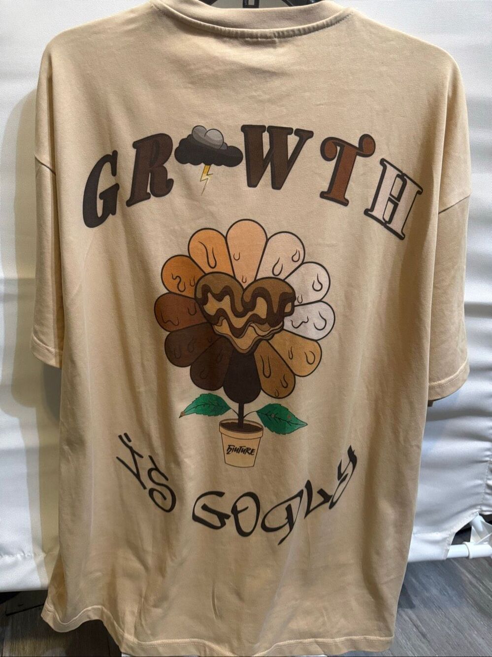 Future Unisex Growth Is Godly Short Sleeve Graphic T-shirt Tan XL